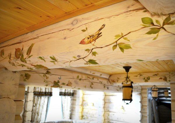 роспись деревянного потолка