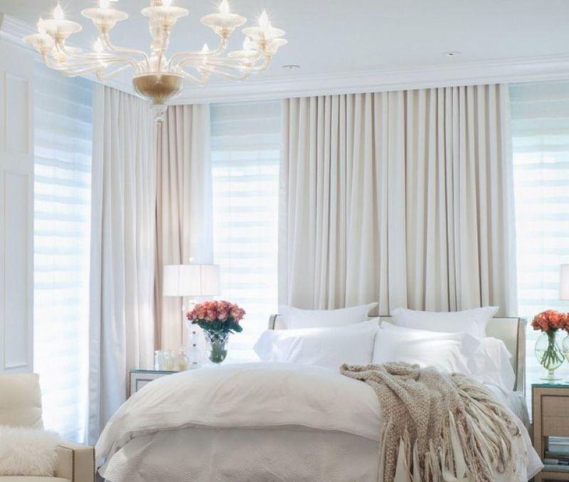 Дизайн штор в белую спальню: варианты на фото
