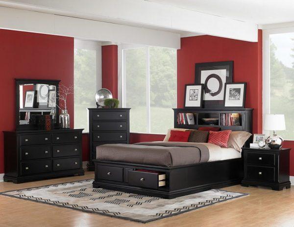 Спальня в чёрно-красном цвете